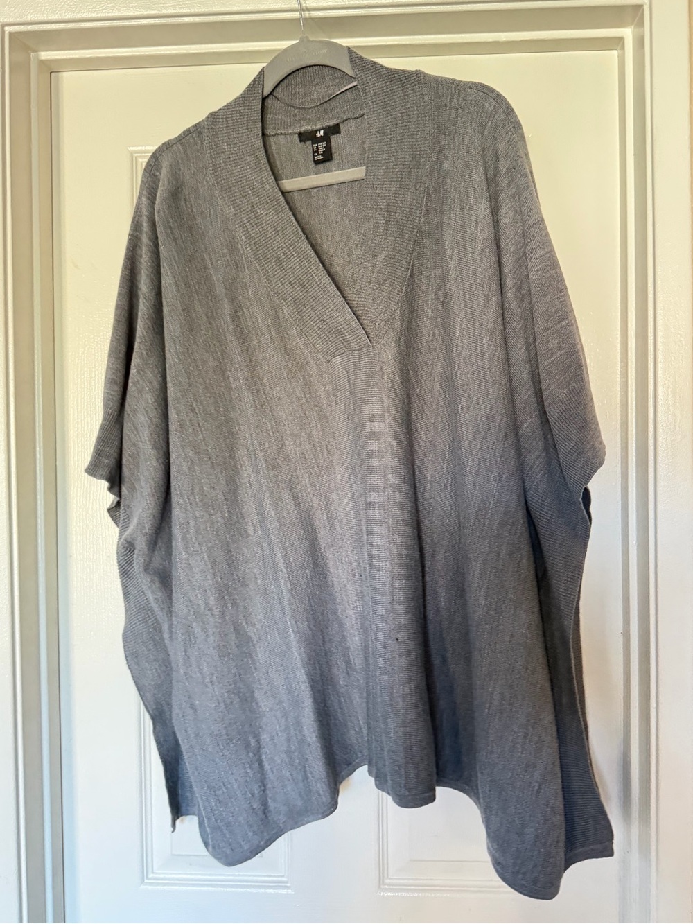H&M Grey Knit V-Neck Poncho